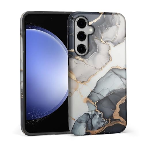 Coque Samsung S25 anti-chute et anti-rayures - Protection robuste en marbre noir doré