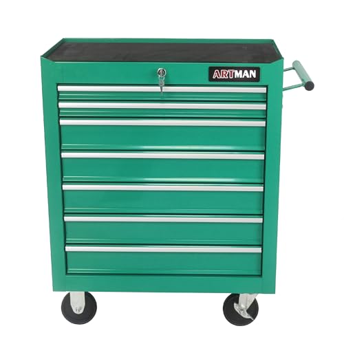 PULLAFUN 7 Drawers Multifunctional Tool CART with Wheels?Green?
