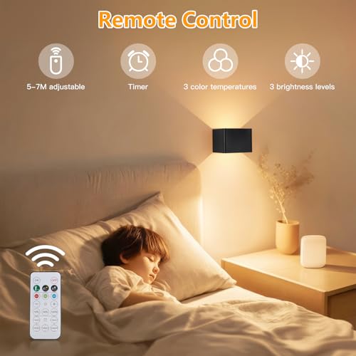 Aplique pared interior sin cable USB recargable con tres tonos de luz pack de 4 6