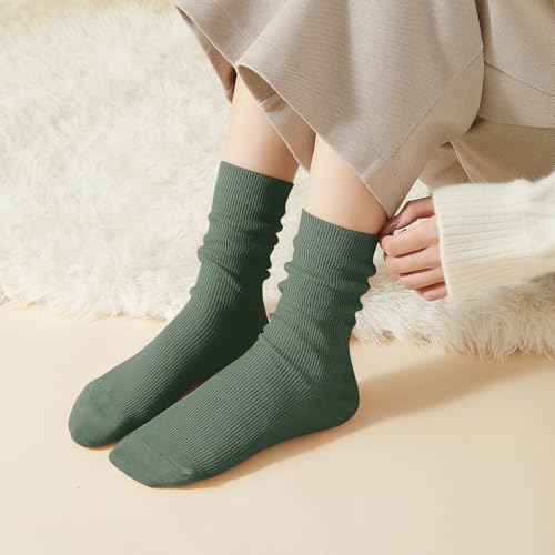Image of J-BOX 10 pairs Crew Socks for Women Knit Ribbed Cotton Socks Running Athletic