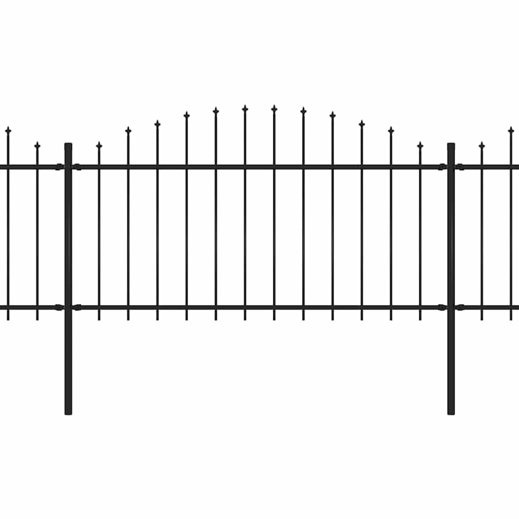 Black Steel Garden Fence with Spear Top 1603.5x150 cm Security Boundary Panels 15.3 m Heavy Duty Privacy Barrier for Home Outdoor Property