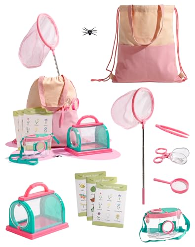 ROBOTIME 8-Piece Bug Catcher & Outdoor Explorer Kit for Kids 3+ Pink