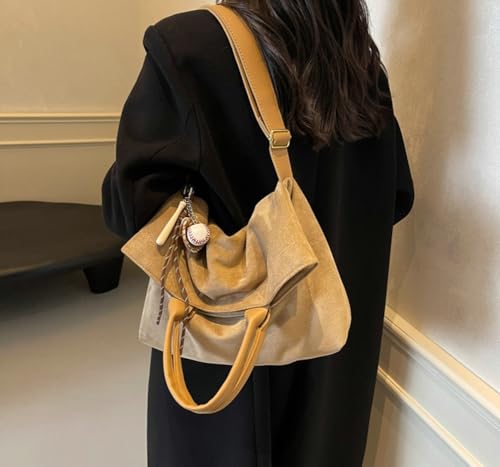 Slouchy Suede Hobo Bags Trendy Underarm Shoulder Bag Fall Winter Handbag Trendy Solid Retro Tote Sling Crossbody Bag2