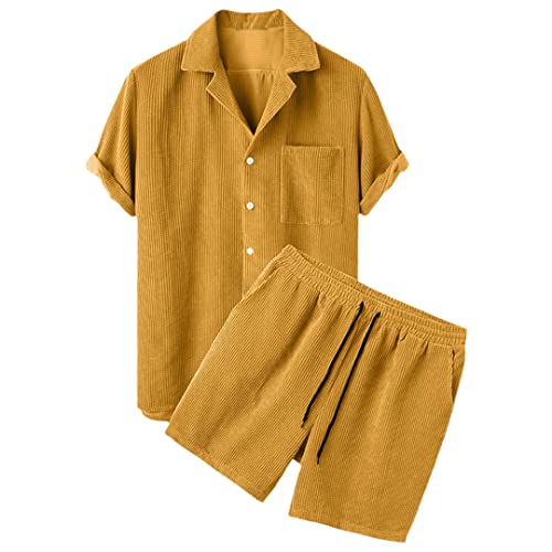 Ensemble en velours côtelé homme jaune S fini les pannes de style en été