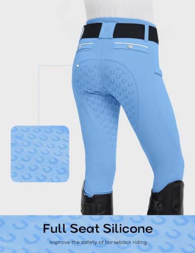 Image of FitsT4 Sports Girls Horse Riding Pants Full Seat Equestrian Pants Pockets