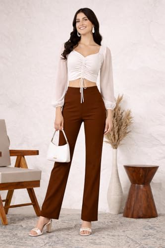 Image of Stylish Straight Fit Trouser for Women Trendy High Waist Trousers for Casual Wear