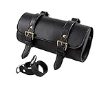 evomosa オートバイサドルバッグ ミニバイクフォークハンドルバーPUレザーツールストレージバッグ (ブラック)