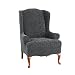 SureFit Stretch Jacquard Damask - Wing Chair Slipcover - Gray