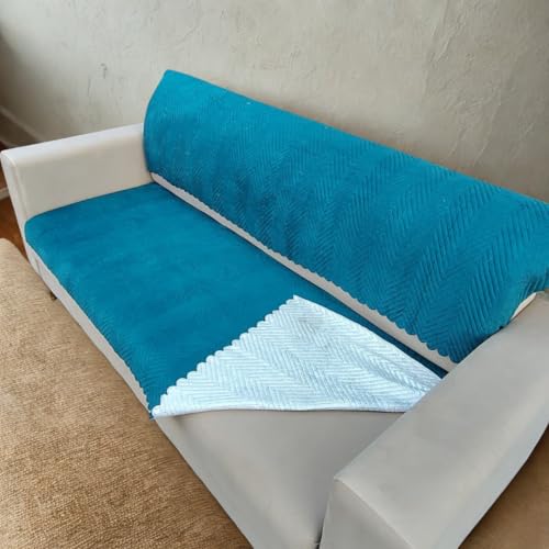 Image of Homerz Premium Velvet Sofa Cover Panel | Soft & Velvety Fabric | Rich Vibrant Colours | Sofa Protector for Living Room (Teal, 7 (3+2=2) Seater, Seat Cover with Backrest)
