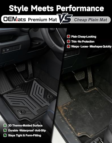 Image of Premium Color TPE Floor Mats Custom Fit for Toyota RAV4 2019-2025 (Only for Hybrid)| Titan Gray Wing Design | All-Weather Heavy Duty Car Floor Liners Full Set 1st & 2nd Row