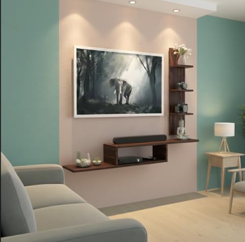 Image of Engineered Wall Mounted TV Cabinet, Suitable for 24 to 48 inches Smart TV Cabinet for Wall (48 inches, Brown-White)