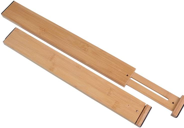 VIGAN 2/4PCS Adjustable Bamboo Drawer Dividers Bedroom Kitchen Drawer Storage Expandable Drawer Dividers For Cupboard Cabinet Wardrobe (2PCS/ Long)