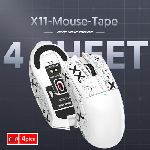 Image of ATTACK SHARK Mouse Anti-Slip Grip Tape for Superlight Wireless Gaming Mice,Universal Fit, Sweat-Resistant, Elastic Side Grips, Effortless Application, Ultra-Thin Design (0.5mm /0.02in)- White