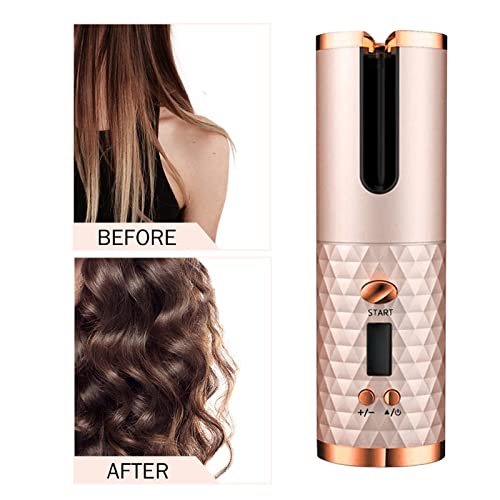 Blugy Practical Hair Curler Temperature Curler Wireless Auto Rotat Ceramic Hair Curler Usb Rechargeable Portable Auto Curler Led Display #TOP6