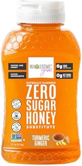 Wholesome Yum Turmeric Ginger Zero Sugar Honey Substitute (Keto) - Natural Sugar Free Honey Alternative With Monk Fruit & Allulose - 0 Net Carbs, Non-GMO, Gluten Free, No Aftertaste (11 oz)