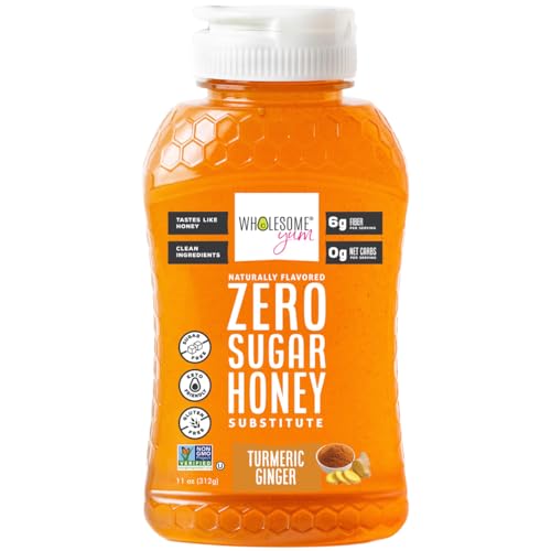 Wholesome Yum Turmeric Ginger Zero Sugar Honey Substitute (Keto) - Natural Sugar Free Honey Alternative With Monk Fruit & Allulose - 0 Net Carbs, Non-GMO, Gluten Free, No Aftertaste (11 oz)