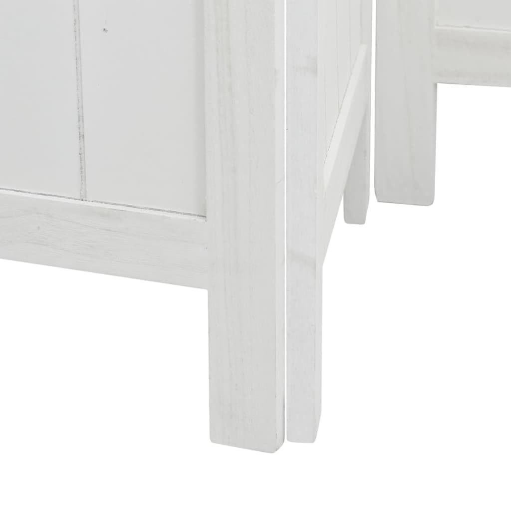 vidaXL Biombo Separador de 6 Paneles Madera Maciza Paulownia Blanco