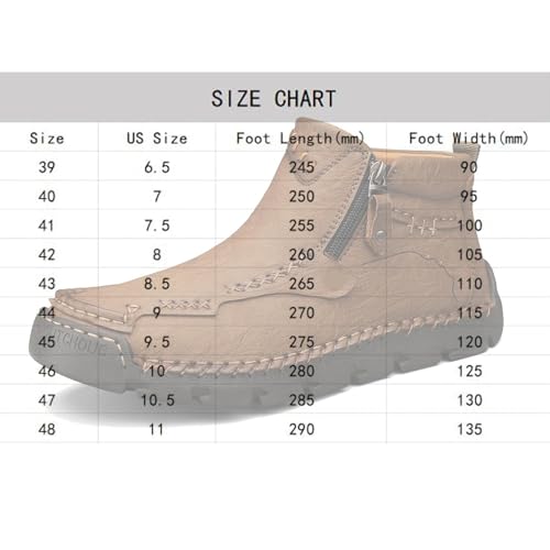 Stepthetop Motorcycle Boots, Men'S Casual Leather Shoes, Hand Stitched Mid-Top Loafers, Anti-Slip, for Work, Driving2