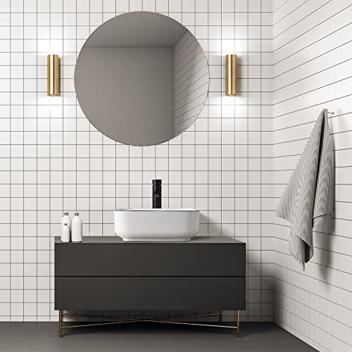 Tysun Vessel Sink Square, 15'' X 15'' Modern Bathroom Square Above Counter White Porcelain Ceramic Vessel Vanity Sink Art Basin #TOP4