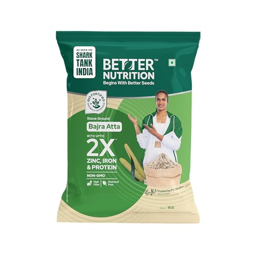 Image of Better Nutrition Bajra Atta | High Protein | Rich in Iron, Zinc & Calcium | 100% Natural | Healthy Bajra | High Fiber For Digestive Ease | 1kg