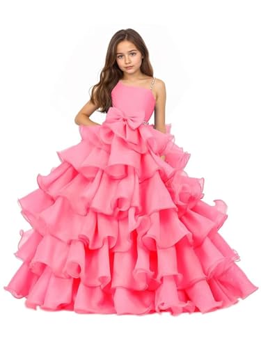 Elegant One Shoulder Pageant Dresses Flower Girl Dresses Organza Evening Gown Formal Princess Aline Prom Dress3
