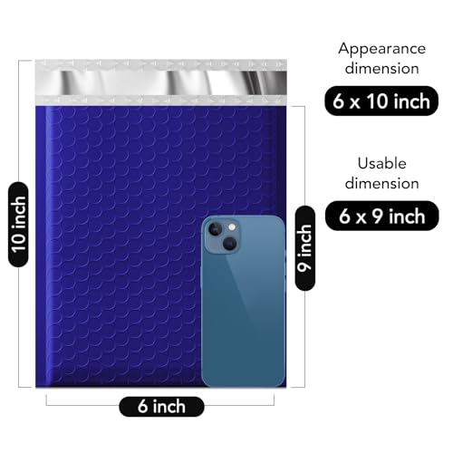 Image of Fuxury Bubble Mailer,100Pcs 6x10 inch Bubble Mailers Royal Blue Shipping Padded Envelopes Usable Size 6x9 inch Opaque Mailing Envelopes Bubble Padded for Mailing,Packaging, Small Business,Bulk #0
