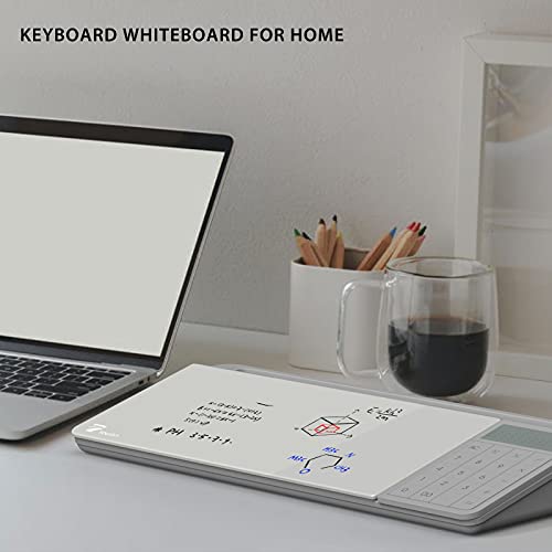 Towon Desktop Glass Whiteboard With Basic Calculator, 12 Digit Lcd Display, Desk Organizers With Accessories For Office, Home, School Supplies, Storage With Dry Erase Board Surface, Gray, 18'' X 6'' #TOP5