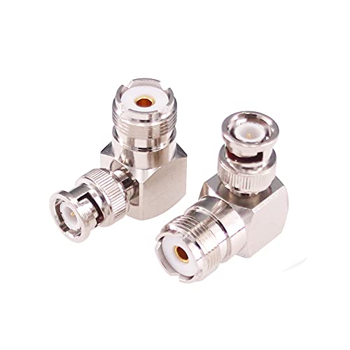 Adaptador coaxial BNC macho a UHF hembra ángulo derecho x2 miniatura 1
