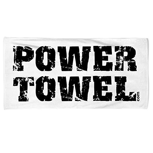 Power Towel das Coole Fitness & Sport-Handtuch mit Einer Botschaft| Weiss | Größe 50 cm x 100 cm | POWERTOWEL Handtuch Mikrofaser Baumwolle Cover