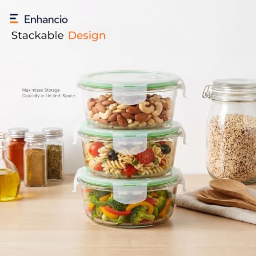 Image of Borosilicate Glass Containers with Air-Vent Lids, Round | 400 ml, Set of 4 | Airtight & Leakproof | Microwave, Freezer & Dishwasher Safe for Kitchen, Fridge and Lunch