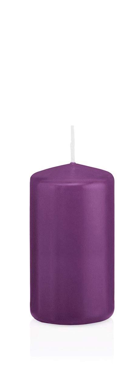 Inna-Glas Purple,Violet Pillar Candle Maeva, Violet, 12Cm, Ø6cm, 40H - Made In Germany - Votive Candle