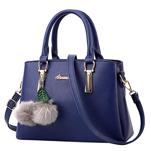 Aibayleef Bolsos de Mujer Bolso Señora Tote PU Cuero con Pom Pom Llavero Bandolera Bolso Hombro Bolso Shopper para Trabajo, Diario Vida, Navidad y Fiesta