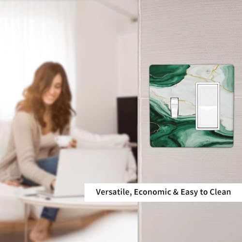Placa de interruptor doble de mármol verde y blanco para pared de dormitorio 7