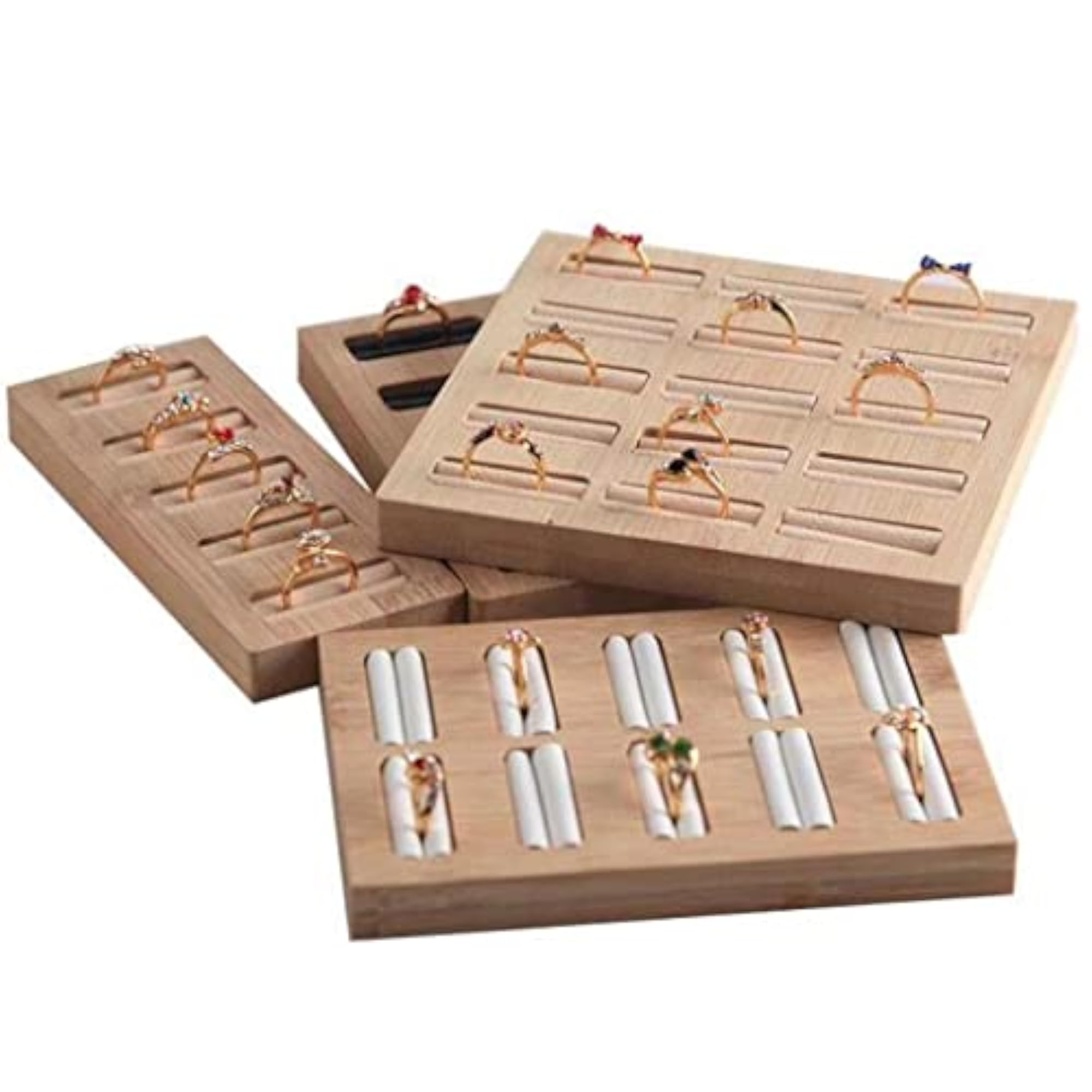 Wooden Earrings Rings Display Tray Organizer Holder