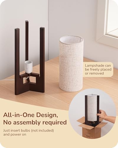 Lámparas de mesa pequeñas cilíndricas de madera miniatura 3
