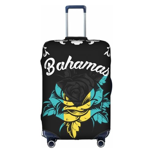Vintage Rose Bahamas Bahamian Flag Universal Stretch Suitcase Cover Carry On Luggage Sleeve Anti Scratch Travel Baggage Protector for Unisex Women Travel Small