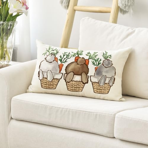 Avoin Colorlife PILLOWCOVER-EASTER-3050-014 Easter Bunny Carrot Throw Pillow Cover thumb #4