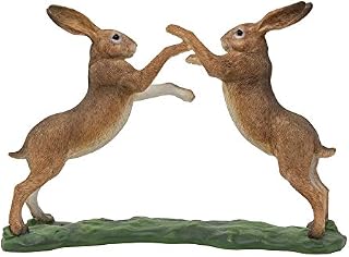 Realistic Hare Ornaments Finished in Natural Colours, Choice of Poses to Collect (21cm wide Boxing Hares)