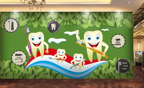 kxcghlsglj Papier peint 3D personnalisé, motif de dents, feuille dentaire, clinique, outillage, fond d'écran - 150 cm x 105 cm