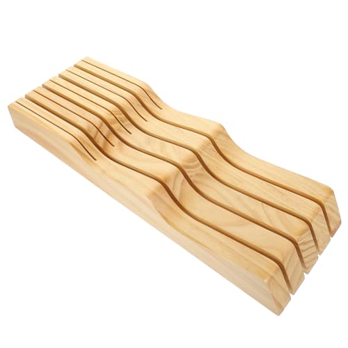 CIYODO 1pc Knives Storage Rack Khaki Beech Knife Holder for Home Restaurant Kitchen Organizer Space Saving Design for Standard Unique Option
