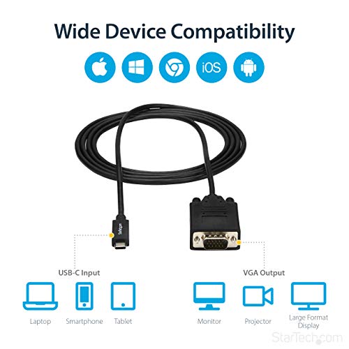Câble USB C vers VGA 2m StarTech.com adaptateur actif d'écran pour ordinateur portable - 5