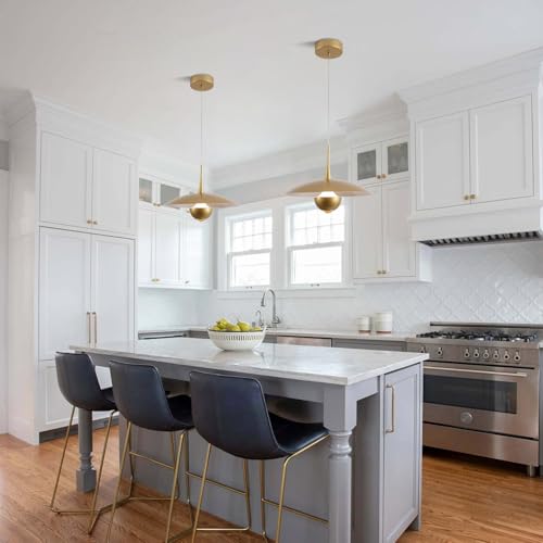 Image of Vintage Led Pendant Light Farmhouse Gold Metal Ceiling Lights Mid Century Modern Pendant Lighting Industrial Large Pendant Light for Kitchen Island Bedroom