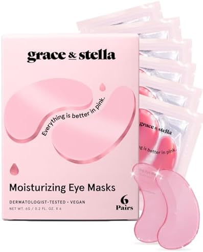 grace & stella Award Winning Under Eye Mask - Reduce Dark Circles, Puffy Eyes, Undereye Bags, Wrinkles - Gel Under Eye Patches - Small Birthday Gifts - Vegan Cruelty-Free (Pink, 6 Pairs)