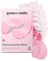 grace & stella - Preisgekrönte Augenpads gegen Augenringe, Aufhellende Eye Pads gegen Tränensäcke und Falten, Kühlende und Erfrischende Augen Pads Masken, Gel-Eyepads [6 Paare, Rosa]