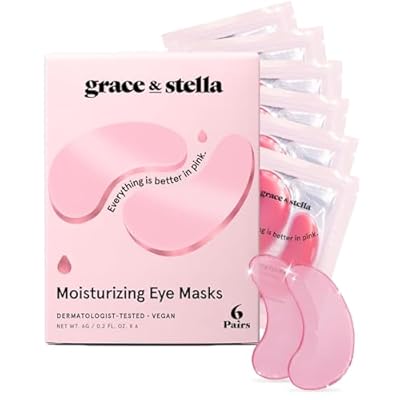 grace & stella Award Winning Under Eye Mask - Reduce Dark Circles, Puffy Eyes, Undereye Bags, Wrinkles - Gel Under Eye Patches - Small Birthday Gifts - Vegan Cruelty-Free (Pink, 6 Pairs)