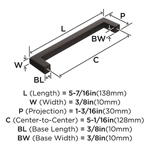 Image of Amerock Monument 5-1 /16 inch (128mm) Center-to-Center Oil-Rubbed Bronze Cabinet Pull - 25 Pack