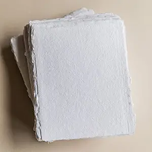 BAVLA Handmade Sketch Paper Ivory White Deckle Edge 150 GSM- (10x12
