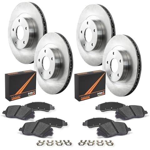Max Advanced Brakes Front & Rear Brake Kit Compatible With 2010 2011 2012 Hyundai Santa Fe Compatible With Kia Sorento Replacement Premium OE Disc Brake Rotors and Ceramic Brake Pads Cover