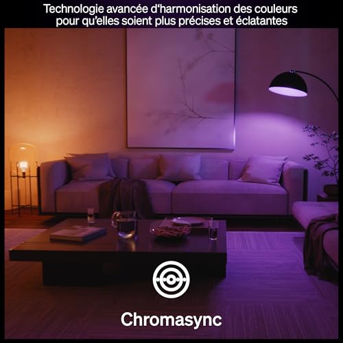 Philips Hue Ampoule LED connectée A60, White and color, Culot E27, 8,1 W, Spectre complet 1000-2000 K, 1100 lumens, Intensité variable, Compatible avec Alexa, Google Assistant et Apple Home, pack de 2