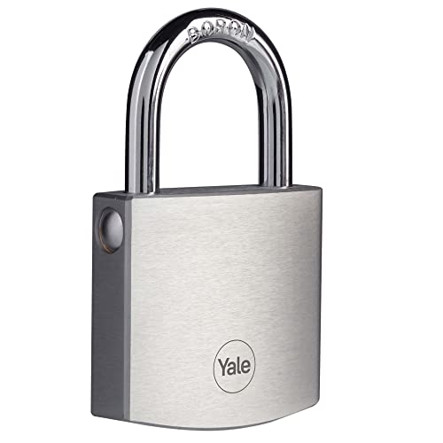 Y120B/50/127/1- Candado De Latón Con Acabado Cromado (50 Mm) - Cerradura Exterior Para Cobertizo, Puerta, Cadena, Puerta - - Yale En Oferta Yale-Candado De Latón Con Acabado Cromado Arco Corto 50Mm Yale